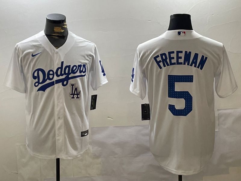 Men Los Angeles Dodgers 5 Freeman White Game 2024 Nike MLB Jersey style 11204